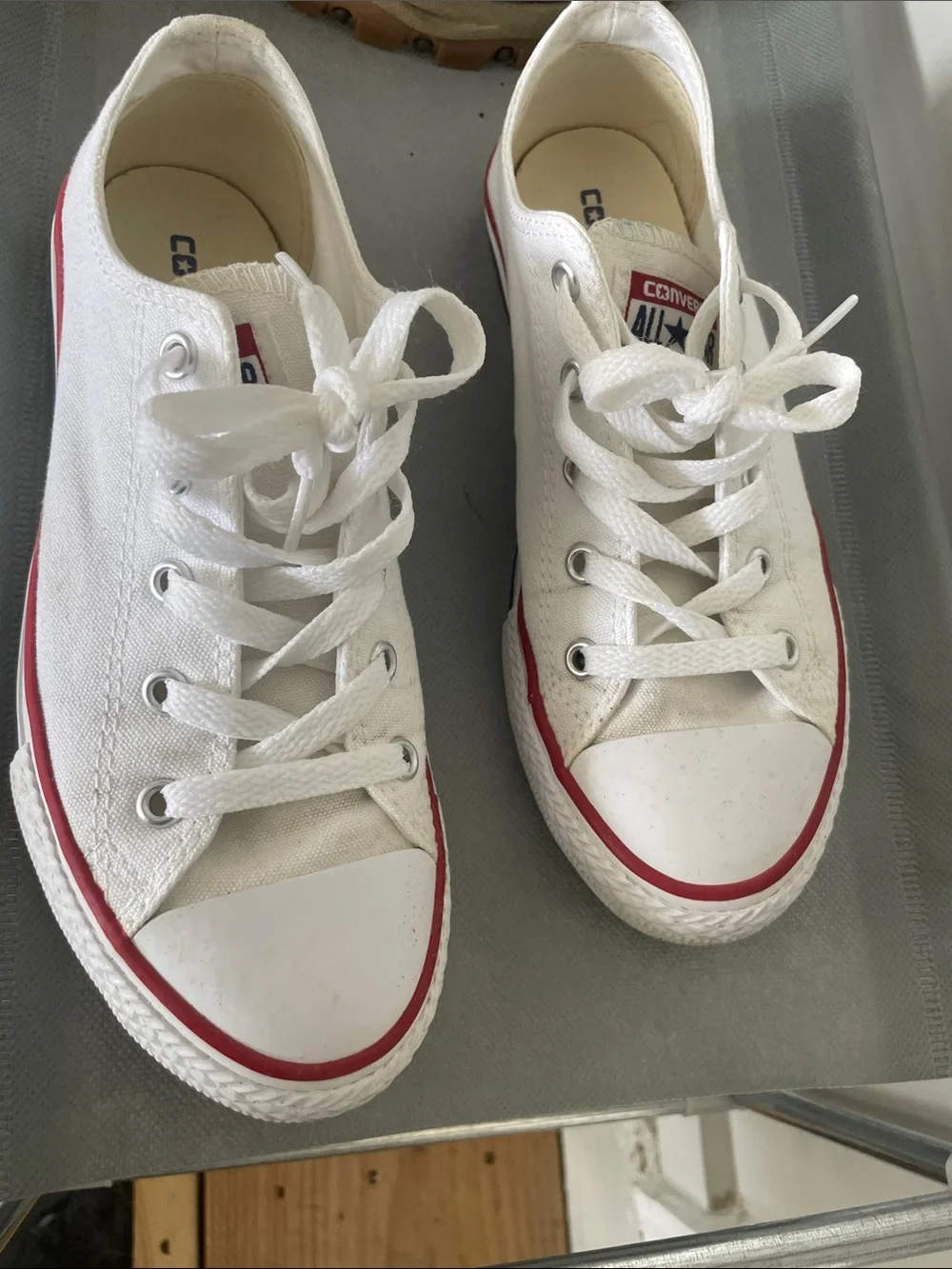 Converse Kids White Canvas Low-Top Sneakers with Red Accent
